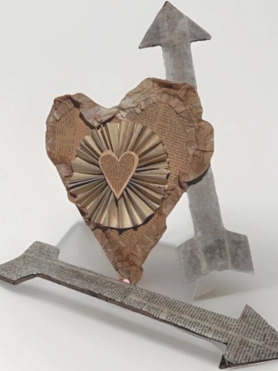 Hand Crafted Other - Set Of Handmade Valentines Decor Heart Plus Arrows Shabby Chic